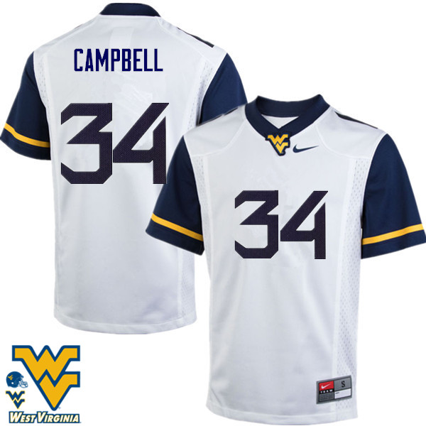 NCAA Men's Shea Campbell West Virginia Mountaineers White #34 Nike Stitched Football College Authentic Jersey TF23T18EW